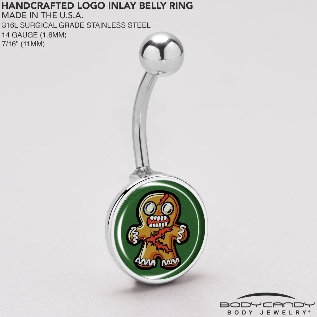 BodyCandy Christmas Holiday Zombie Gingergread Man Belly Ring by Onyx O — back view