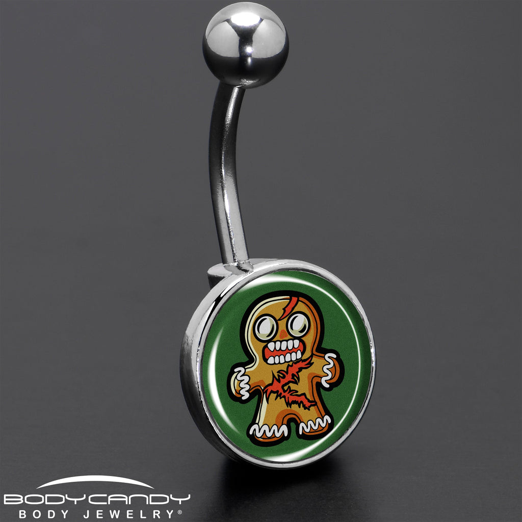 BodyCandy Christmas Holiday Zombie Gingergread Man Belly Ring by Onyx O — size reference