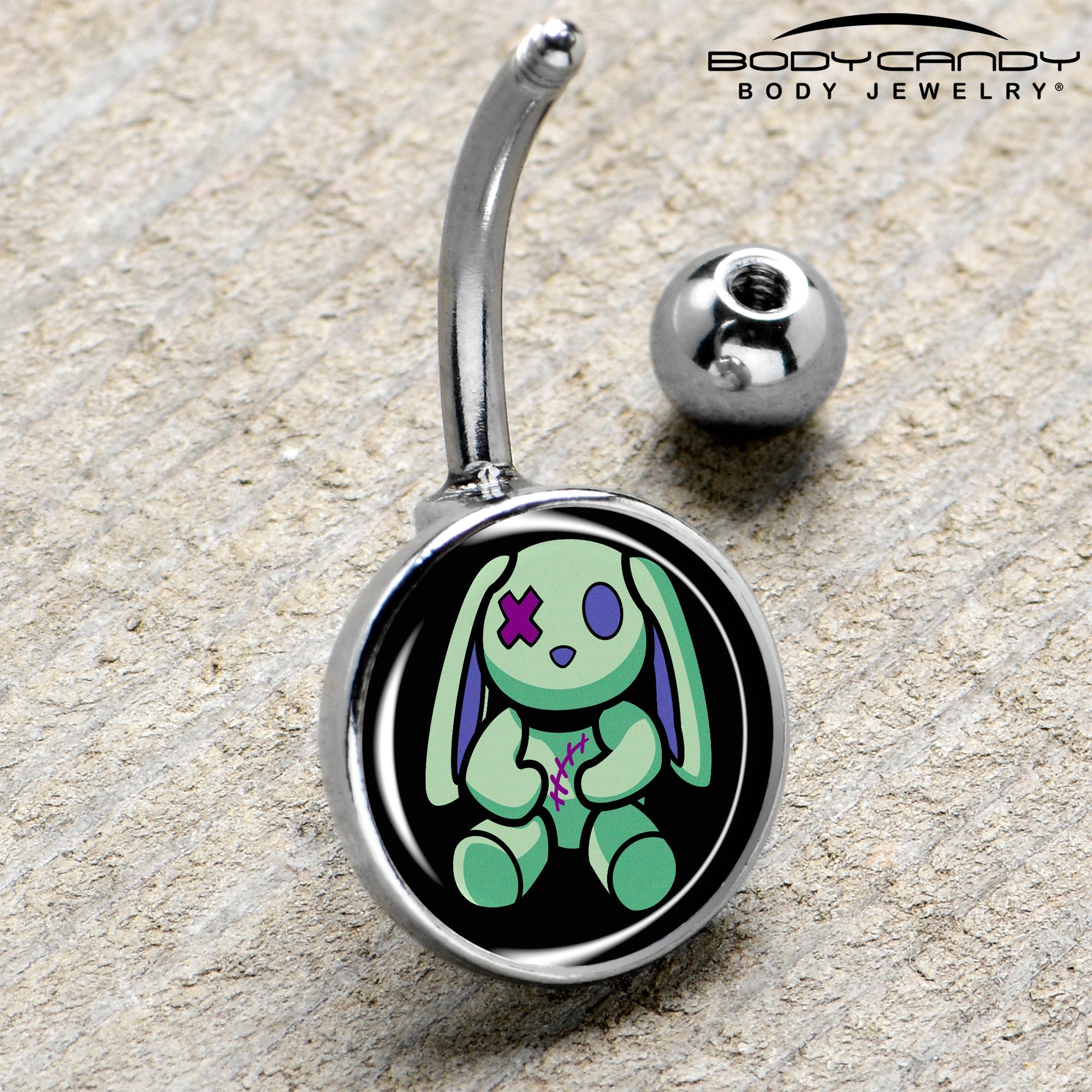 BodyCandy Zombie Bunny Belly Ring by Onyx O — side view