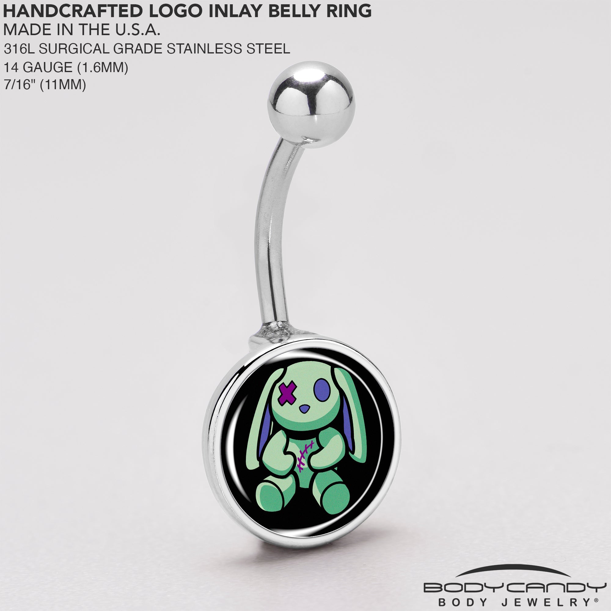 BodyCandy Zombie Bunny Belly Ring by Onyx O — back view