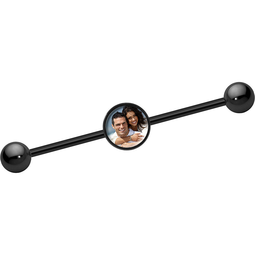 BodyCandy Custom Photo Industrial Barbell — side view