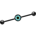 BodyCandy 14G Black Anodized Aqua Eye Iris Industrial Barbell 37mm — main product shot