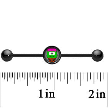 BodyCandy 14G Black Anodized Cupcake Frank Monster Industrial Bar 37mm — lifestyle context