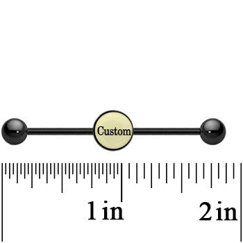 BodyCandy Custom Glow in the Dark Personalized Industrial Barbell in Black Titanium — alternative angle