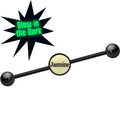 BodyCandy Custom Glow in the Dark Personalized Industrial Barbell in Black Titanium — main product shot