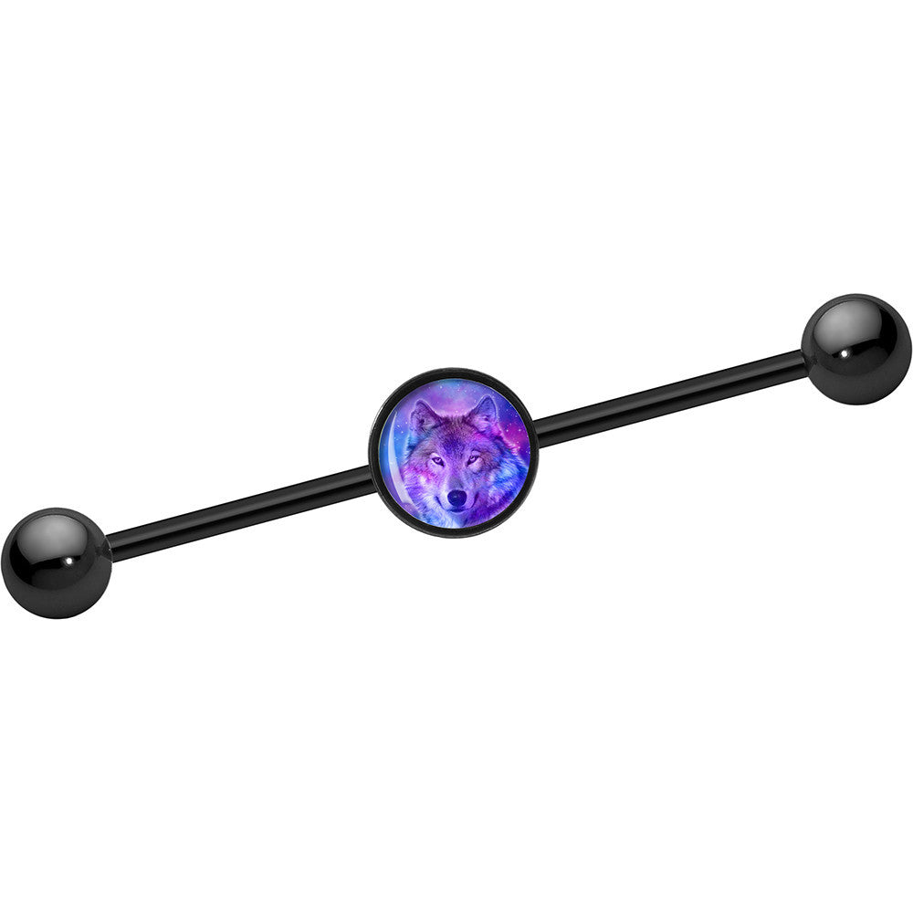 BodyCandy 14G Black Anodized Universal Harmony Wolf Industrial Barbell 37mm — main product shot