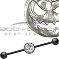 BodyCandy 14G Black Anodized Scary Jack O Lantern Industrial Barbell 37mm — main product shot