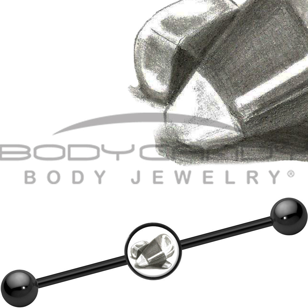 BodyCandy 14G Black Anodized Halloween Candy Corn Industrial Barbell 37mm — main product shot