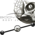 BodyCandy 14G Black Anodized Halloween Webbed Skull Industrial Barbell 37mm — main product shot