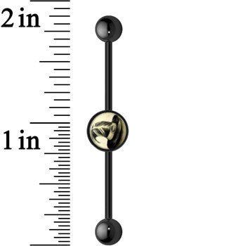 BodyCandy 14G Black Glow in the Dark Witch's Hat Industrial Barbell 37mm — lifestyle context