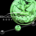 BodyCandy 14G Black Glow in the Dark Jack O Lantern Industrial Barbell 37mm — main product shot