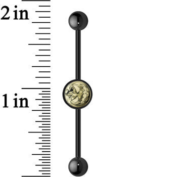 BodyCandy 14G Black Glow in the Dark Jack O Lantern Industrial Barbell 37mm — lifestyle context