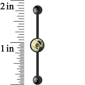 BodyCandy 14G Black Glow in the Dark Webbed Skull Industrial Barbell 37mm — lifestyle context