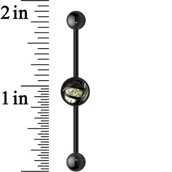 BodyCandy 14G Black Glow in the Dark RIP Tombstone Industrial Barbell 37mm — lifestyle context