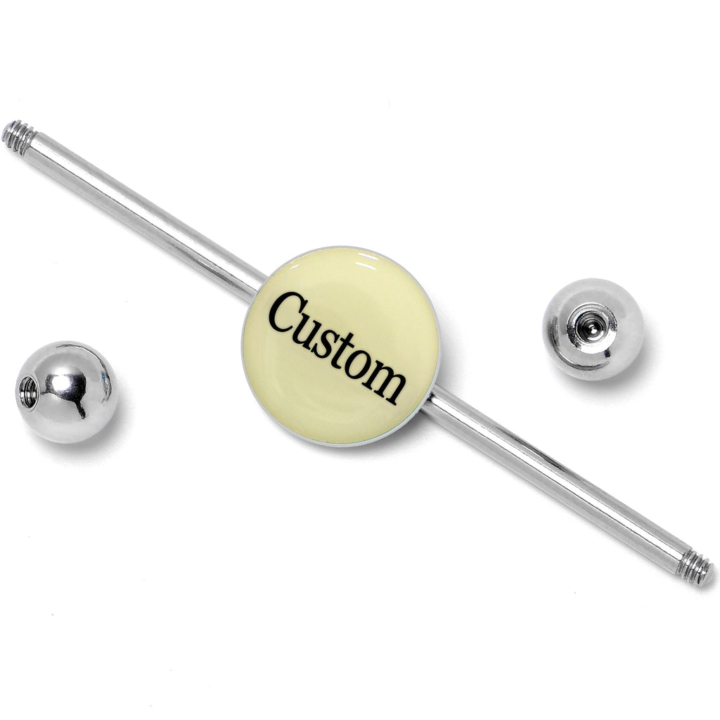 BodyCandy Custom Glow in the Dark Personalized Name Industrial Barbell — alternative angle