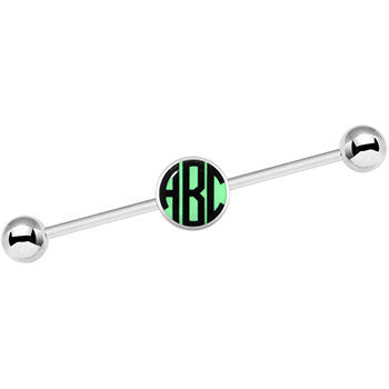 BodyCandy Glow in the Dark Personalized Custom Initial Industrial Barbell 37mm — side view