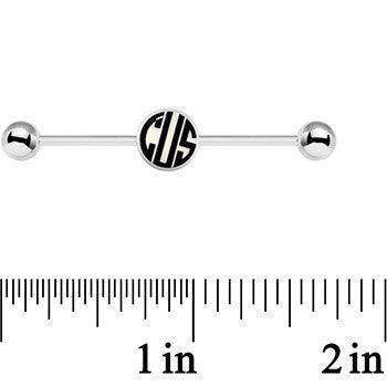 BodyCandy Glow in the Dark Personalized Custom Initial Industrial Barbell 37mm — back view