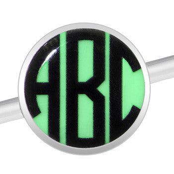 BodyCandy Glow in the Dark Personalized Custom Initial Industrial Barbell 37mm — detail close-up