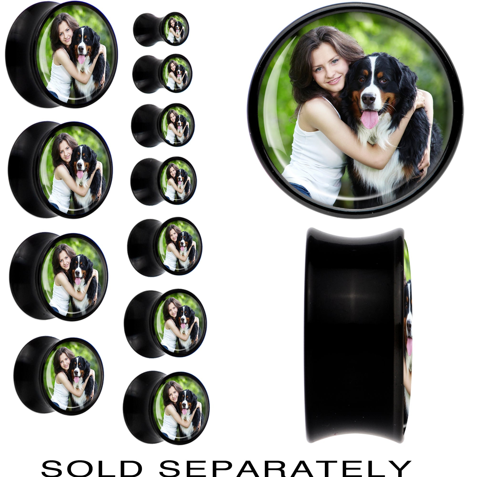 BodyCandy Black Acrylic Custom Photo Saddle Plug - buy 2 for a pair — main product shot