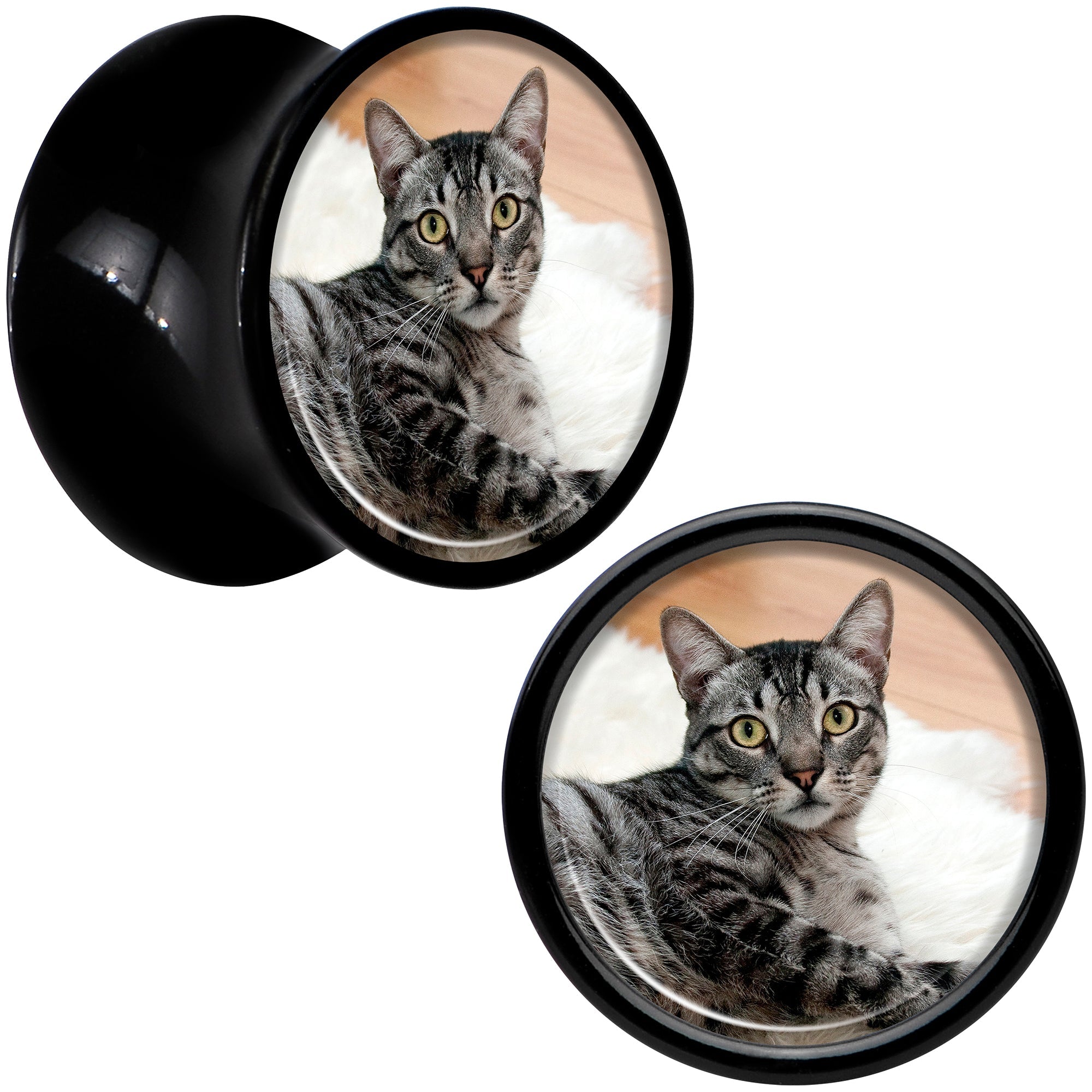 BodyCandy Black Acrylic Custom Photo Saddle Plug - buy 2 for a pair — alternative angle