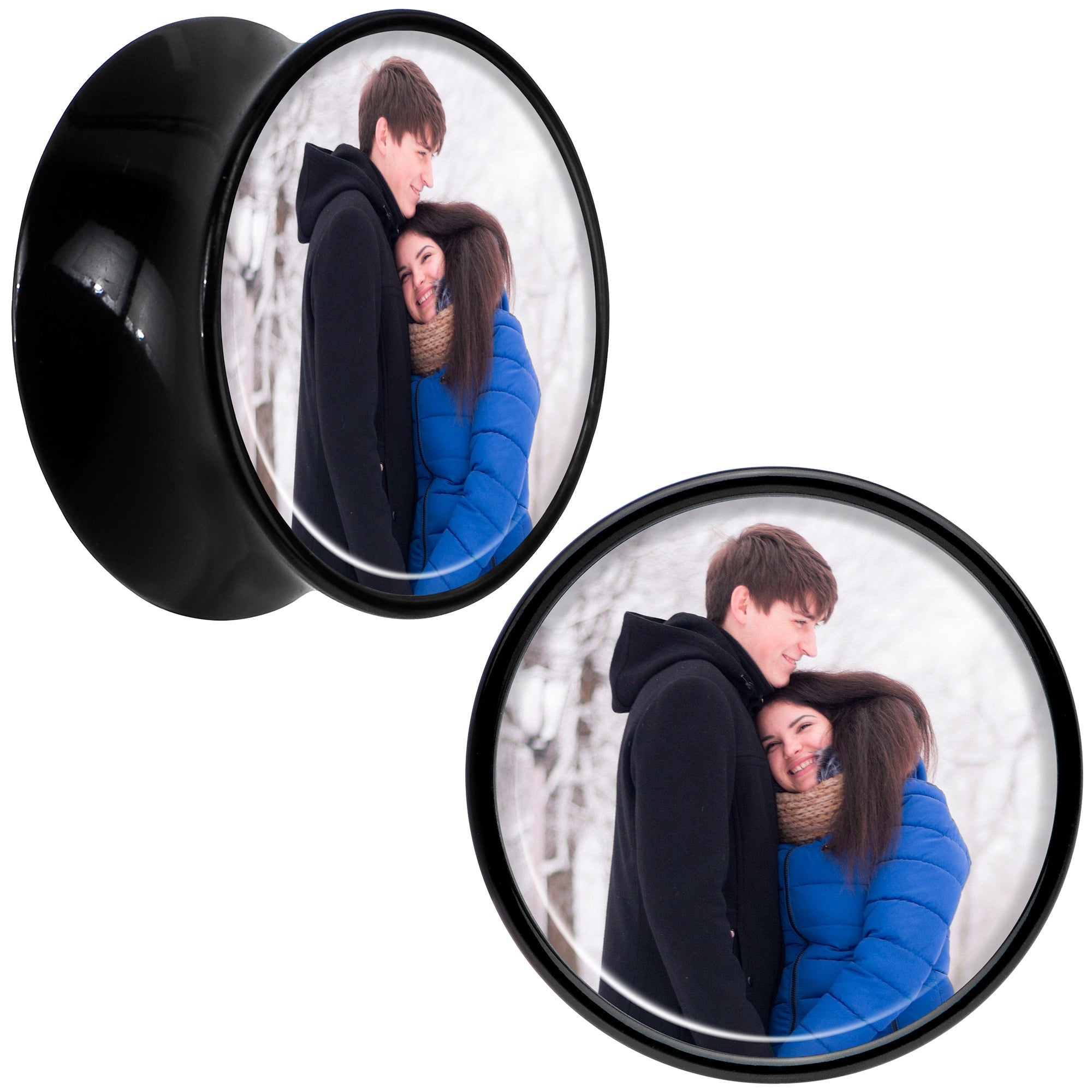BodyCandy Black Acrylic Custom Photo Saddle Plug - buy 2 for a pair — packaging