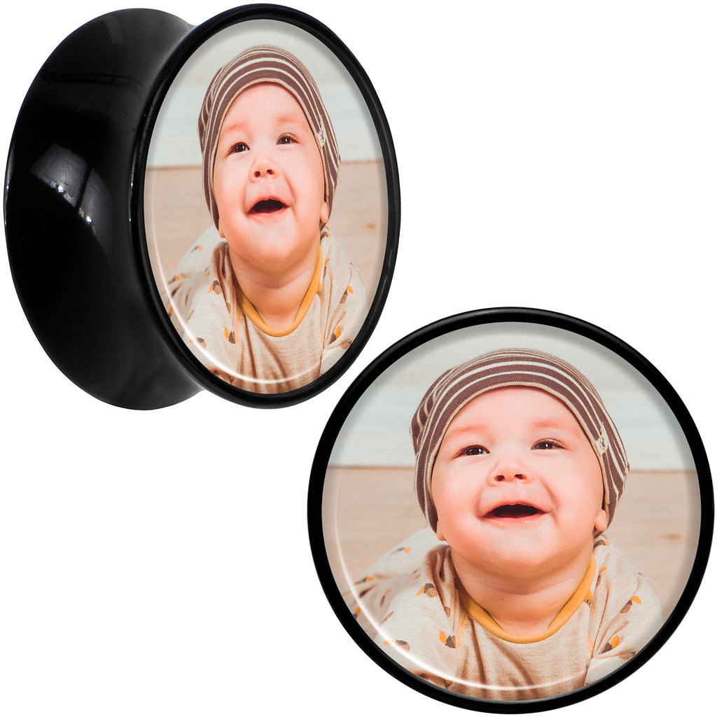 BodyCandy Black Acrylic Custom Photo Saddle Plug - buy 2 for a pair — main product shot