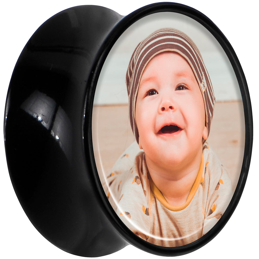 BodyCandy Black Acrylic Custom Photo Saddle Plug - buy 2 for a pair — fabric or material detail