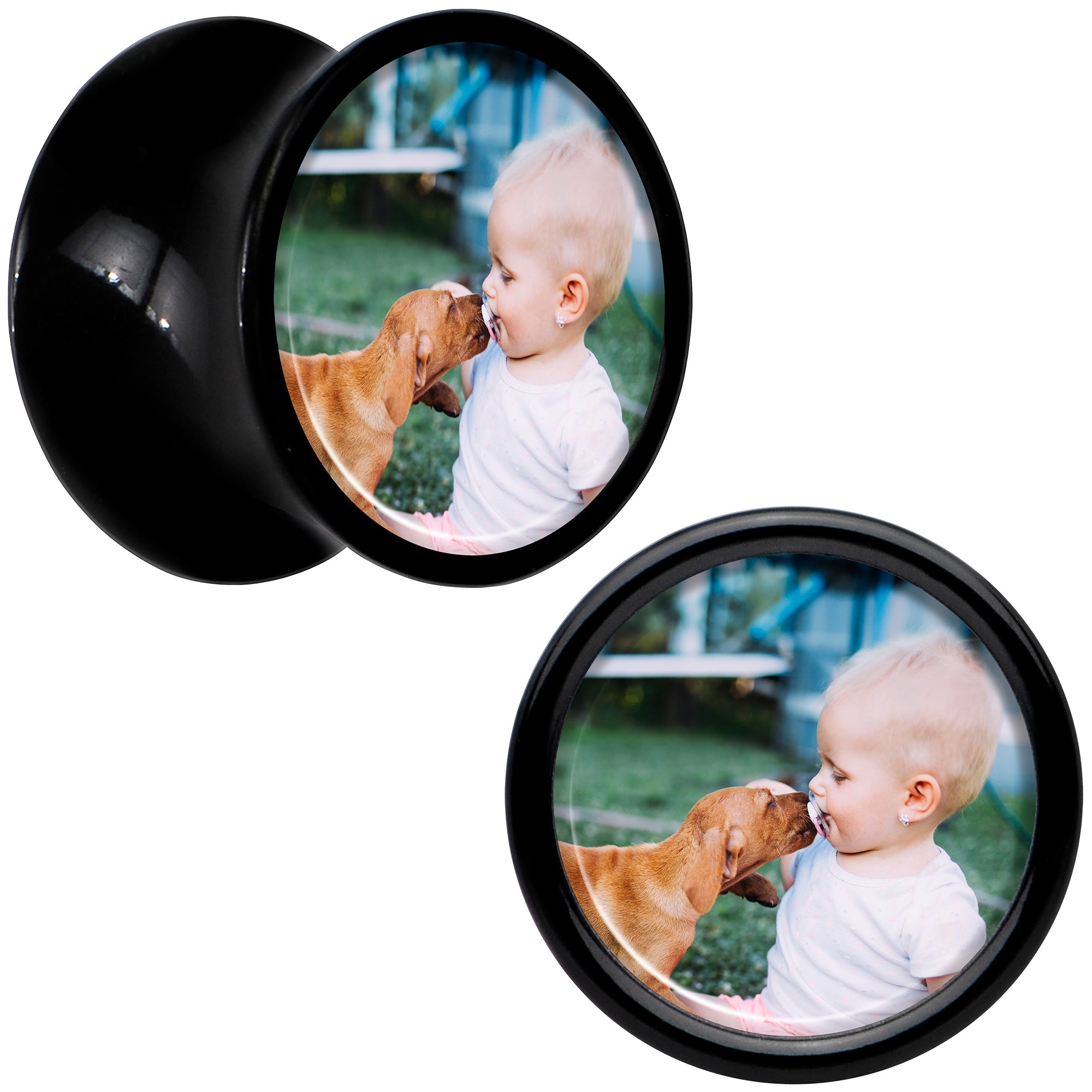 BodyCandy Black Acrylic Custom Photo Saddle Plug - buy 2 for a pair — alternative angle