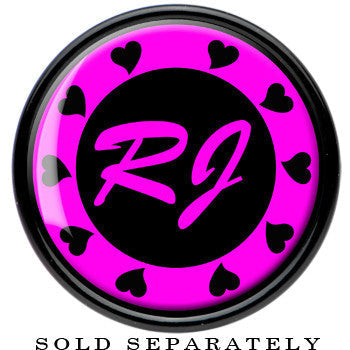 BodyCandy Custom Pink Heart Initial Acrylic Personalized Saddle Plug - buy 2 for a pair — detail close-up