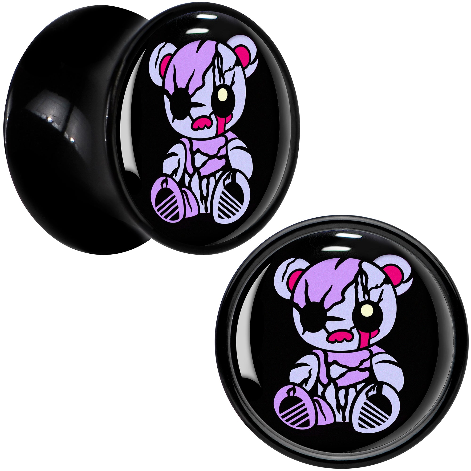 BodyCandy Attitude Teddy Bear Black Acrylic Saddle Plug Set by Onyx O — size reference