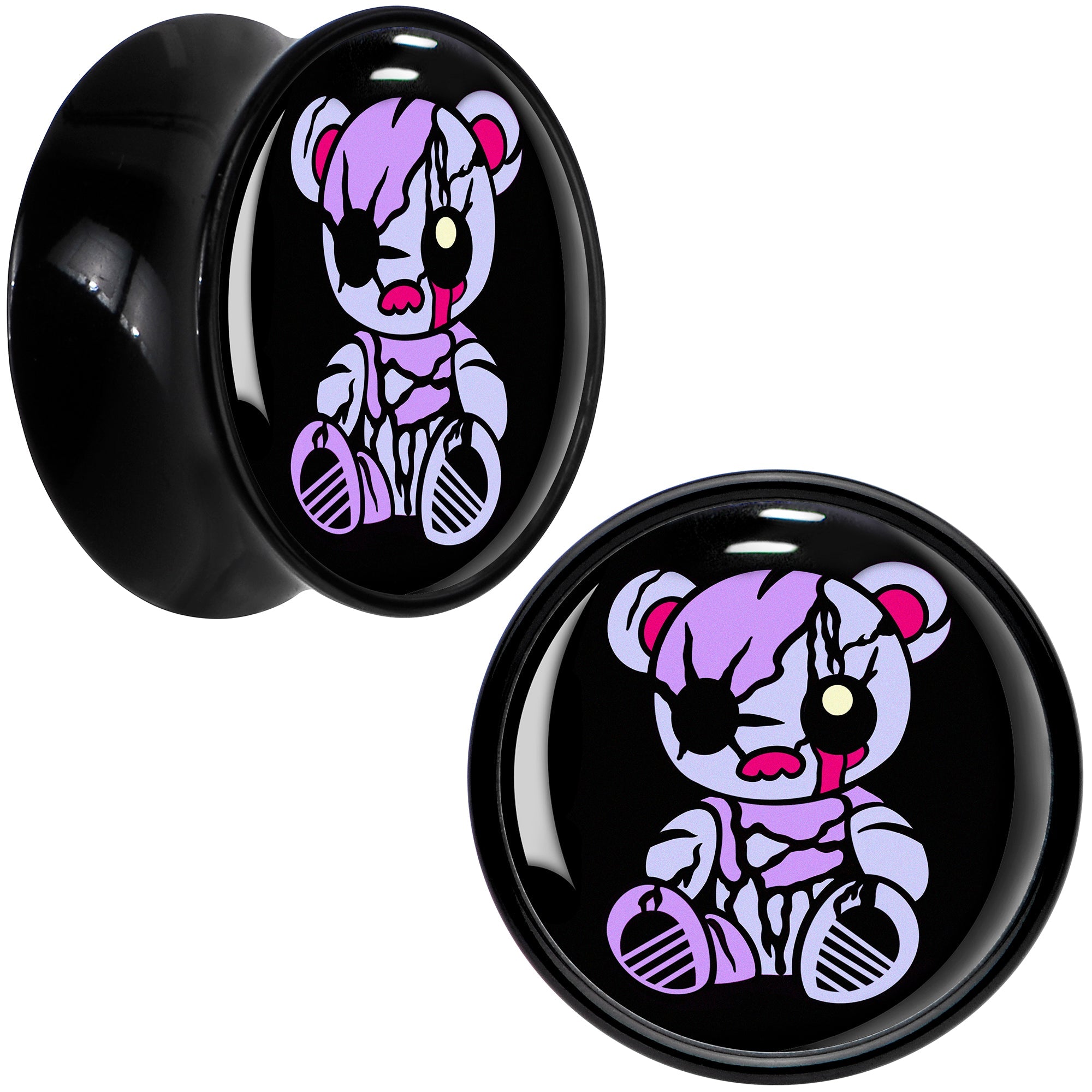 BodyCandy Attitude Teddy Bear Black Acrylic Saddle Plug Set by Onyx O — color detail
