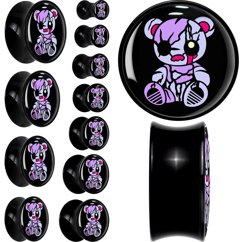 BodyCandy Attitude Teddy Bear Black Acrylic Saddle Plug Set by Onyx O — main product shot