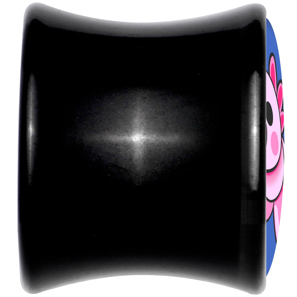 BodyCandy Adorable Axolotl Black Acrylic Saddle Plug Set by Onyx O — detail close-up