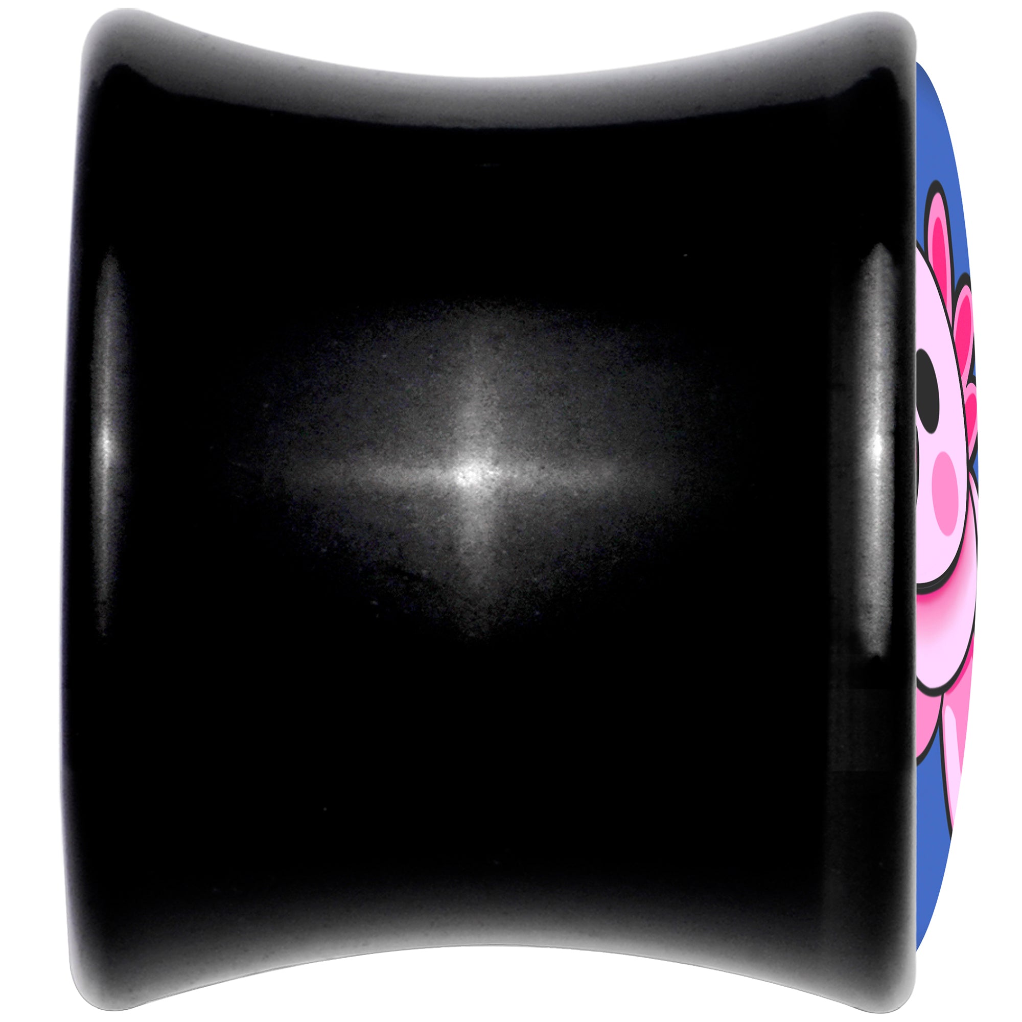 BodyCandy Adorable Axolotl Black Acrylic Saddle Plug Set by Onyx O — detail close-up