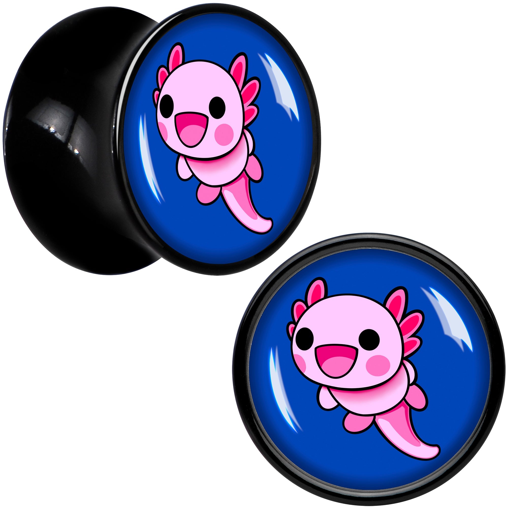 BodyCandy Adorable Axolotl Black Acrylic Saddle Plug Set by Onyx O — back view