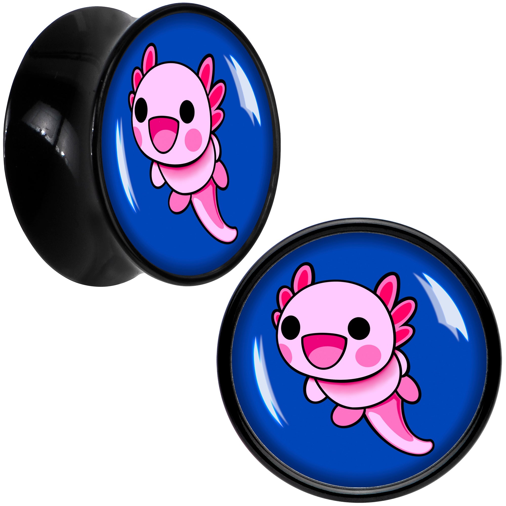 BodyCandy Adorable Axolotl Black Acrylic Saddle Plug Set by Onyx O — in-use photo