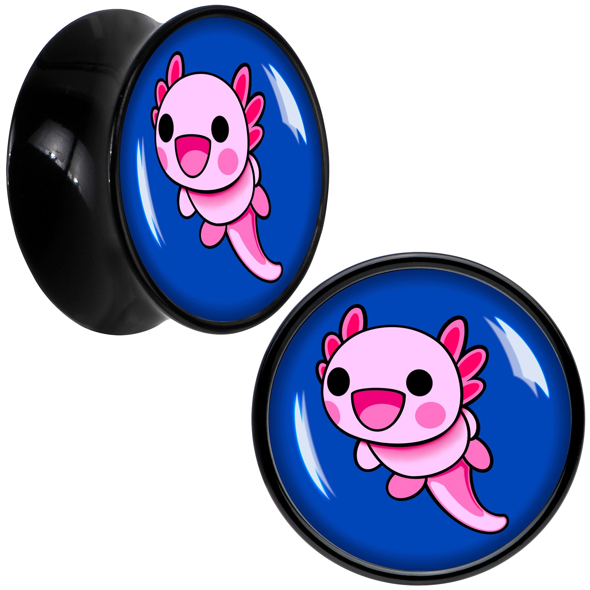 BodyCandy Adorable Axolotl Black Acrylic Saddle Plug Set by Onyx O — size reference