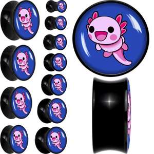 BodyCandy Adorable Axolotl Black Acrylic Saddle Plug Set by Onyx O — main product shot