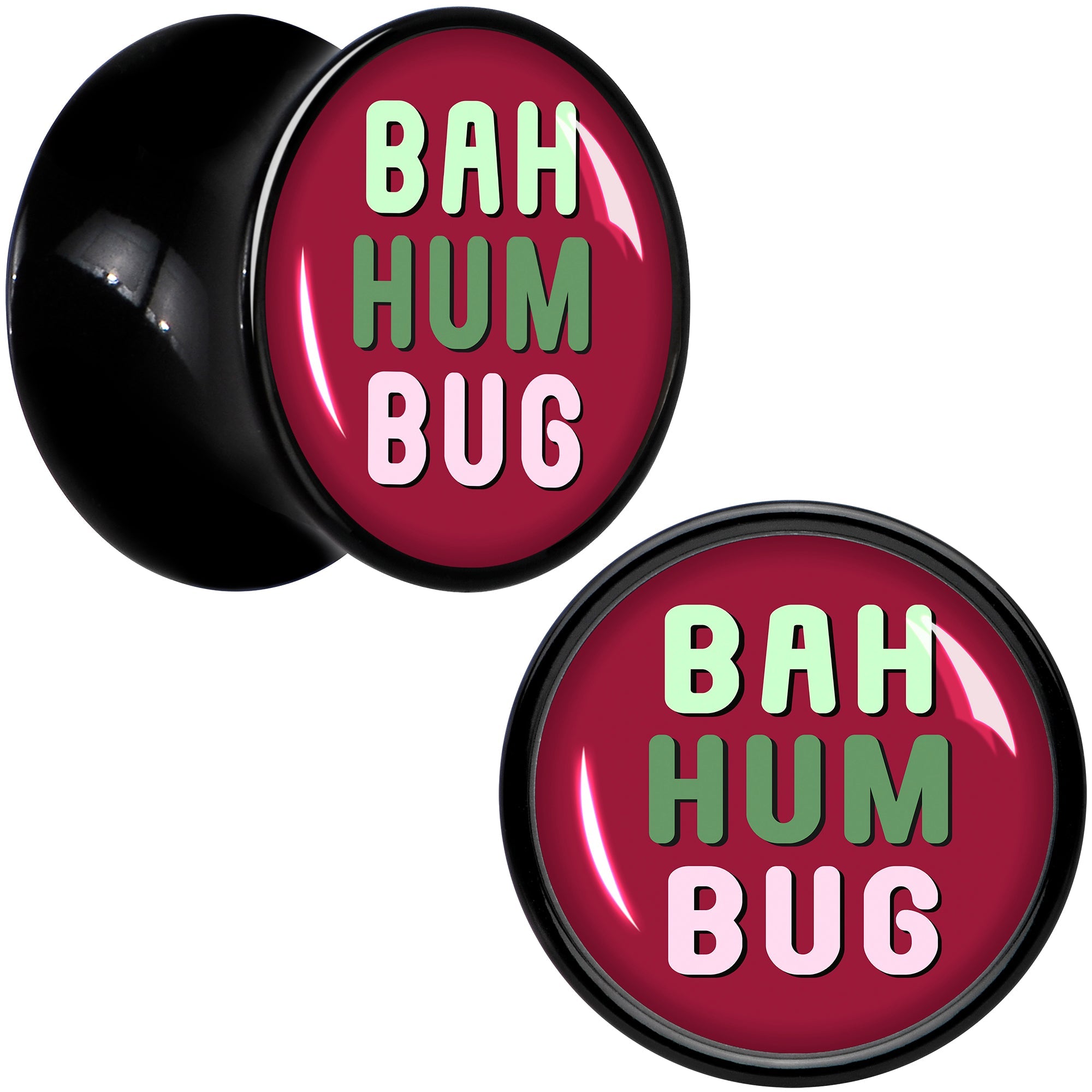BodyCandy Bah Humbug Holiday Grouch Acrylic Saddle Plug Set by Onyx O — back view