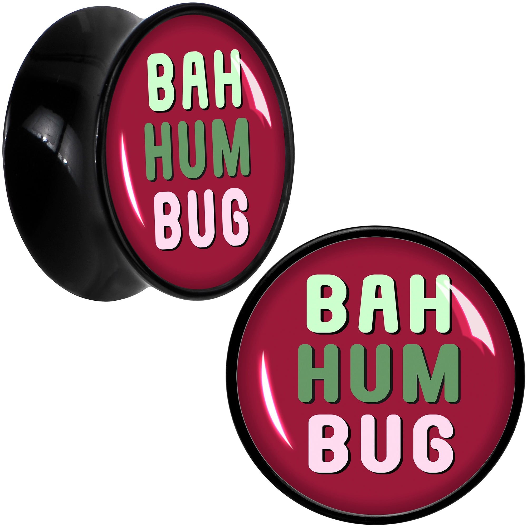 BodyCandy Bah Humbug Holiday Grouch Acrylic Saddle Plug Set by Onyx O — color detail