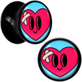 BodyCandy Black Acrylic Heartbreak Bandaged Heart Double Flare Plug Set by Onyx O — alternative angle