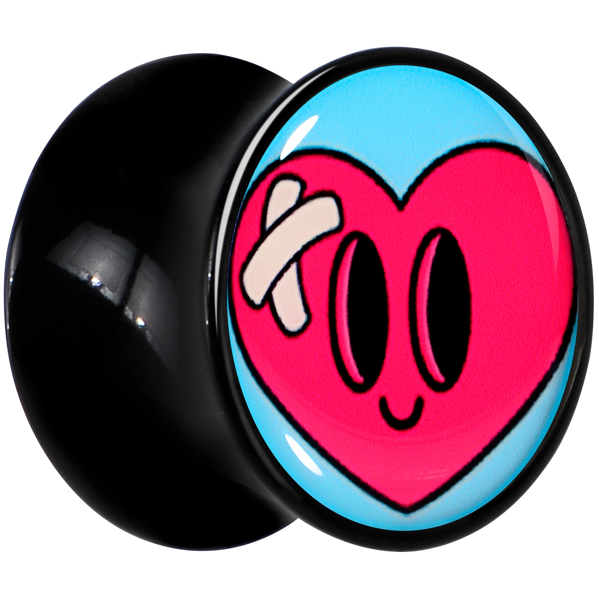 BodyCandy Black Acrylic Heartbreak Bandaged Heart Double Flare Plug Set by Onyx O — lifestyle context