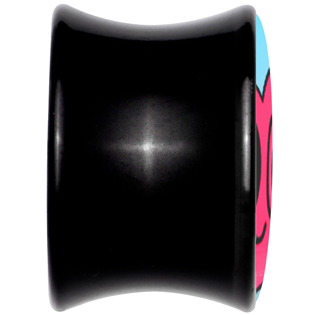 BodyCandy Black Acrylic Heartbreak Bandaged Heart Double Flare Plug Set by Onyx O — back view