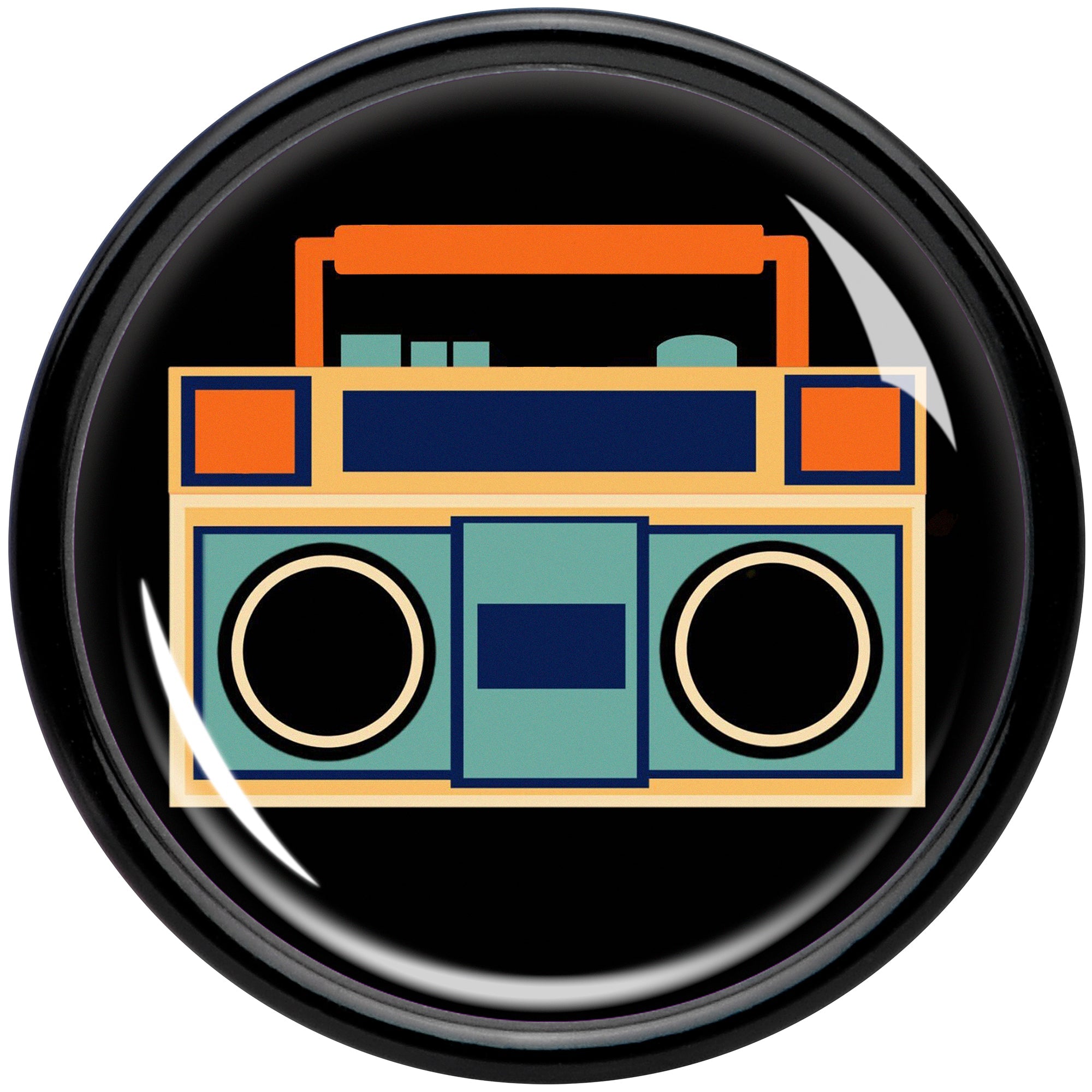 BodyCandy Black Acrylic Retro Boombox Double Flare Plug Set by Onyx O — side view