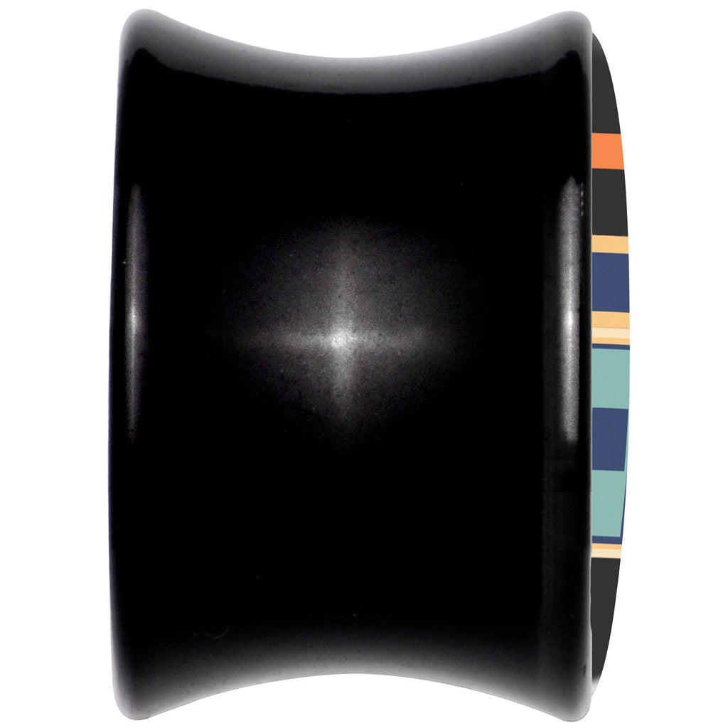 BodyCandy Black Acrylic Retro Boombox Double Flare Plug Set by Onyx O — back view