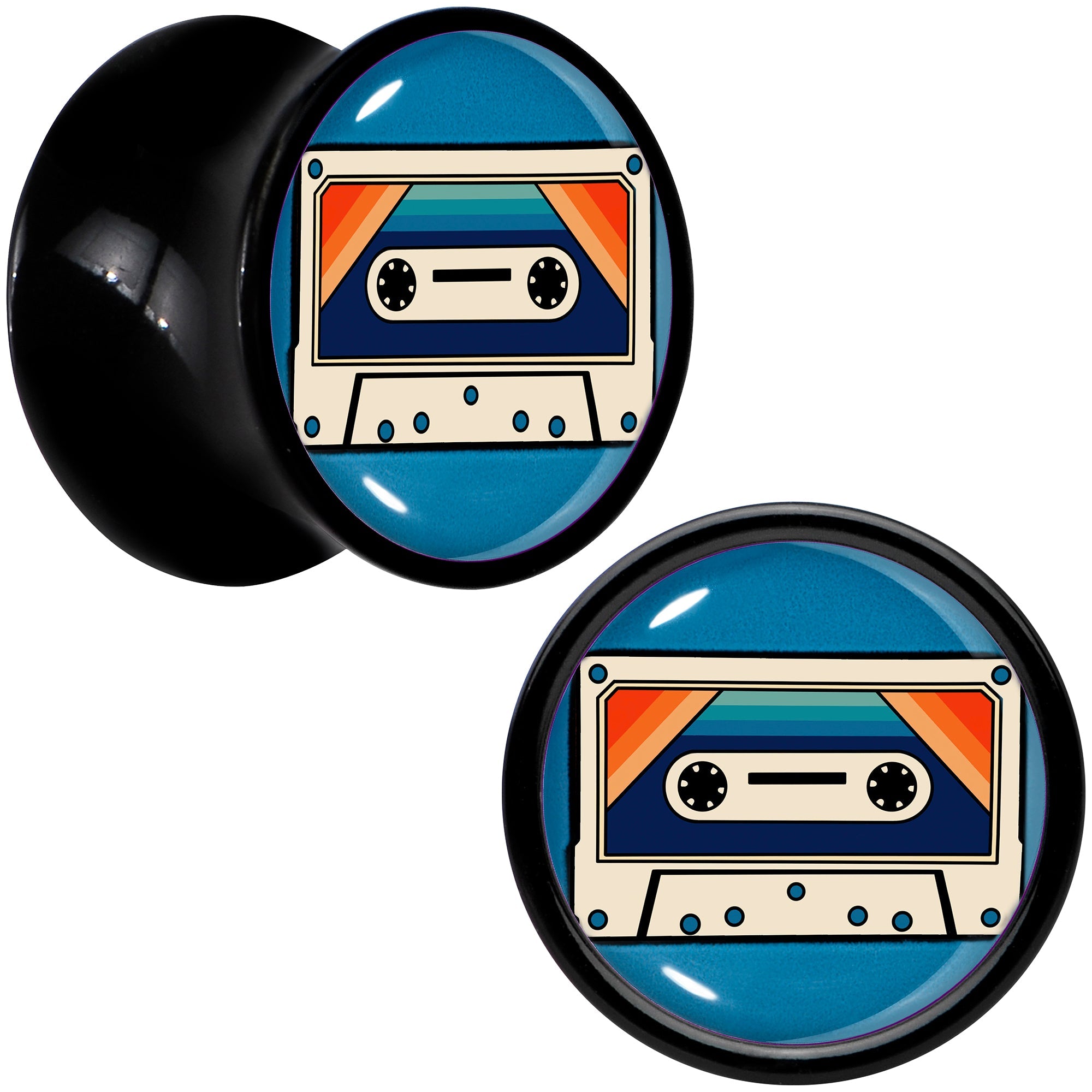 BodyCandy Black Acrylic Retro Cassette Double Flare Plug Set by Onyx O — alternative angle