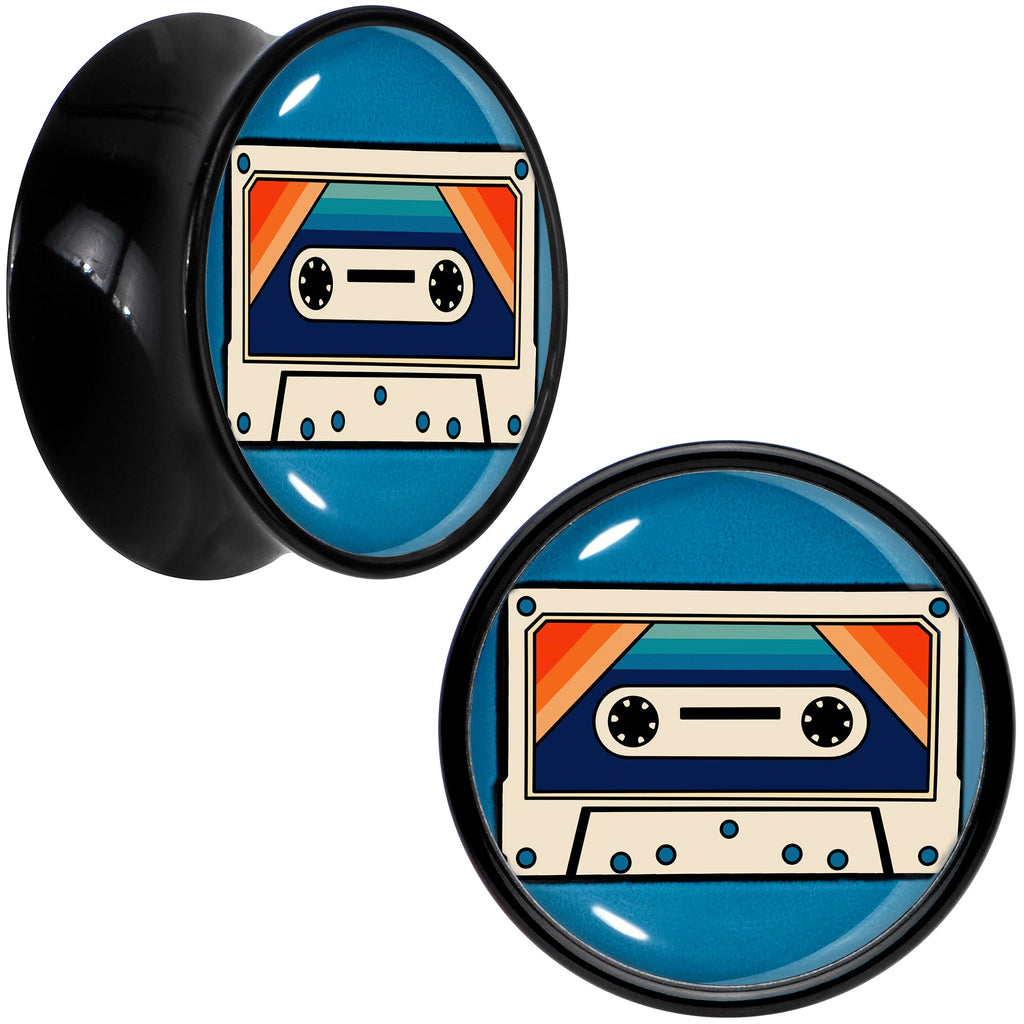 BodyCandy Black Acrylic Retro Cassette Double Flare Plug Set by Onyx O — color detail