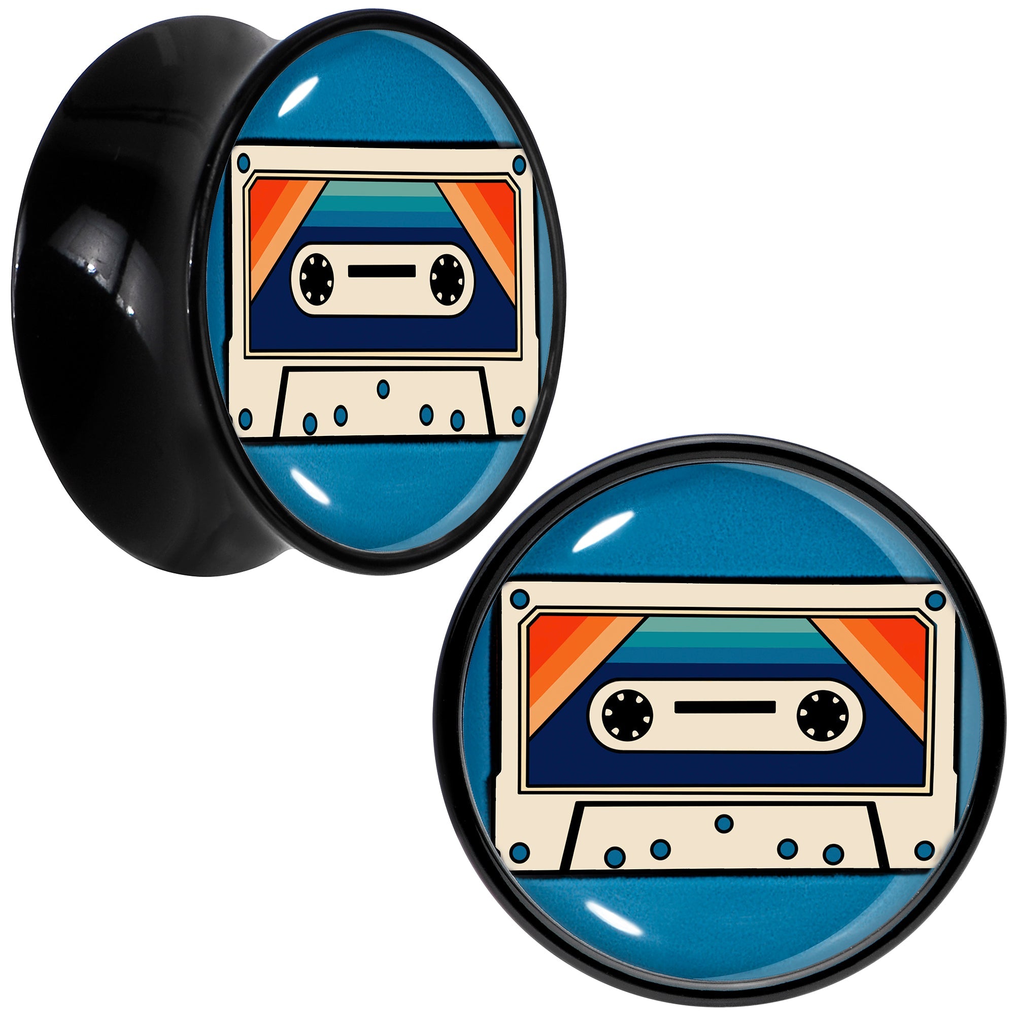 BodyCandy Black Acrylic Retro Cassette Double Flare Plug Set by Onyx O — packaging