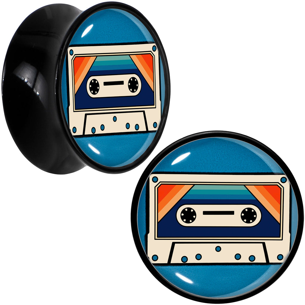 BodyCandy Black Acrylic Retro Cassette Double Flare Plug Set by Onyx O — comparison shot