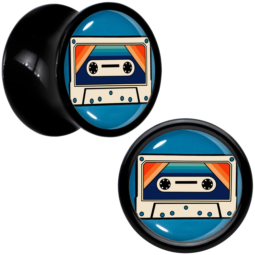 BodyCandy Black Acrylic Retro Cassette Double Flare Plug Set by Onyx O — feature highlight